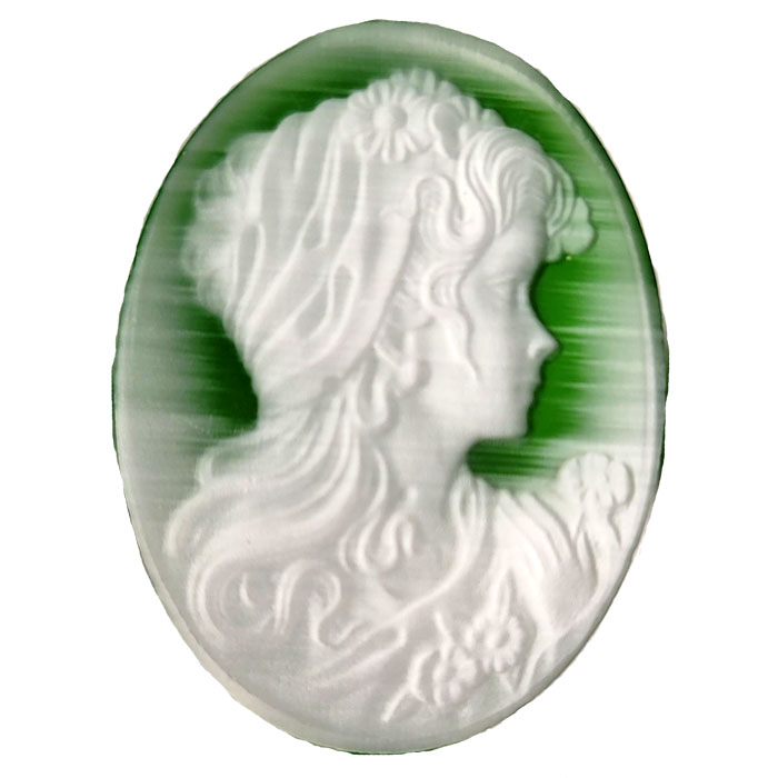 30X40MM WOMAN CAMEO CAT'S EYE GREEN